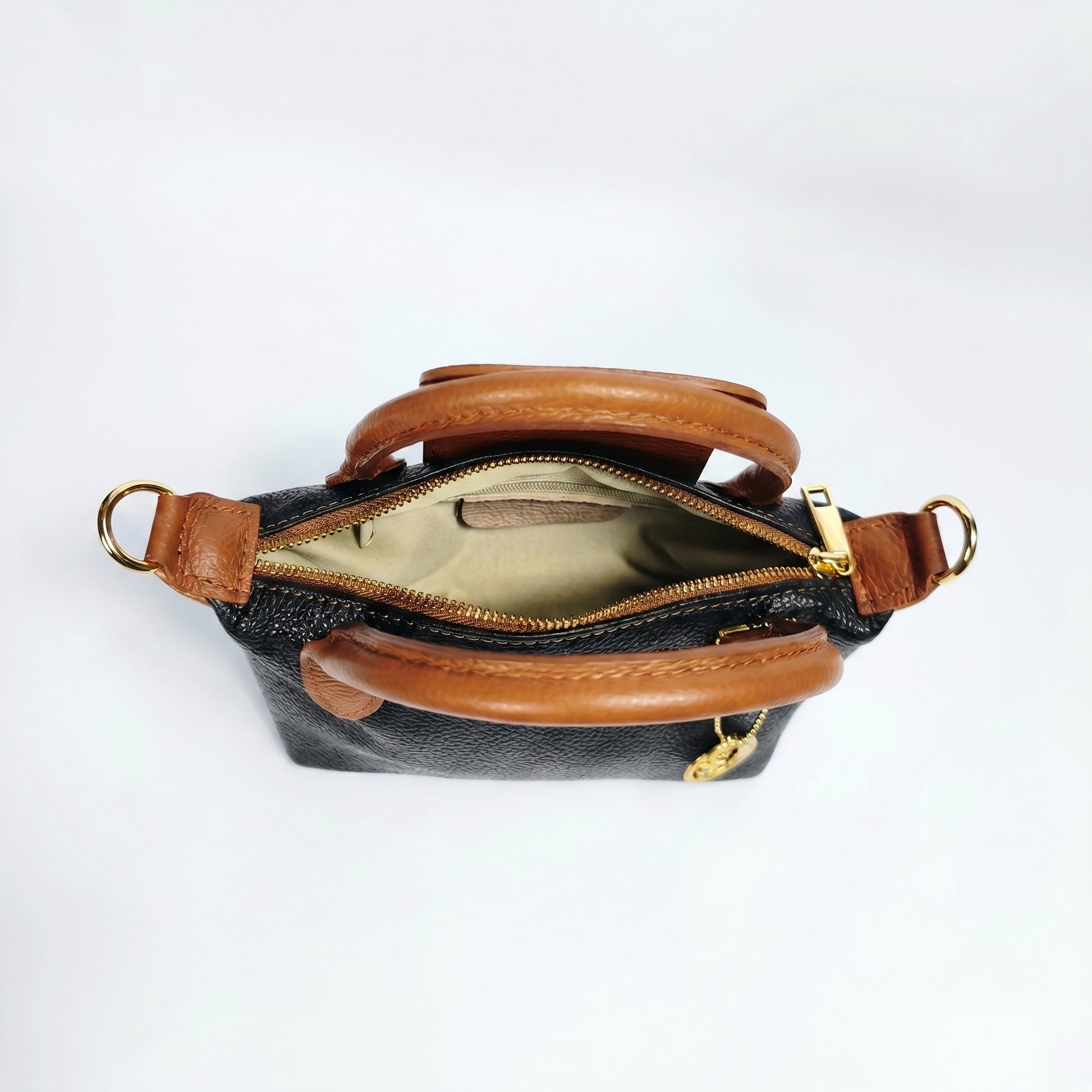 Venis mini borsa mano bicolore vera pelle – vista 8