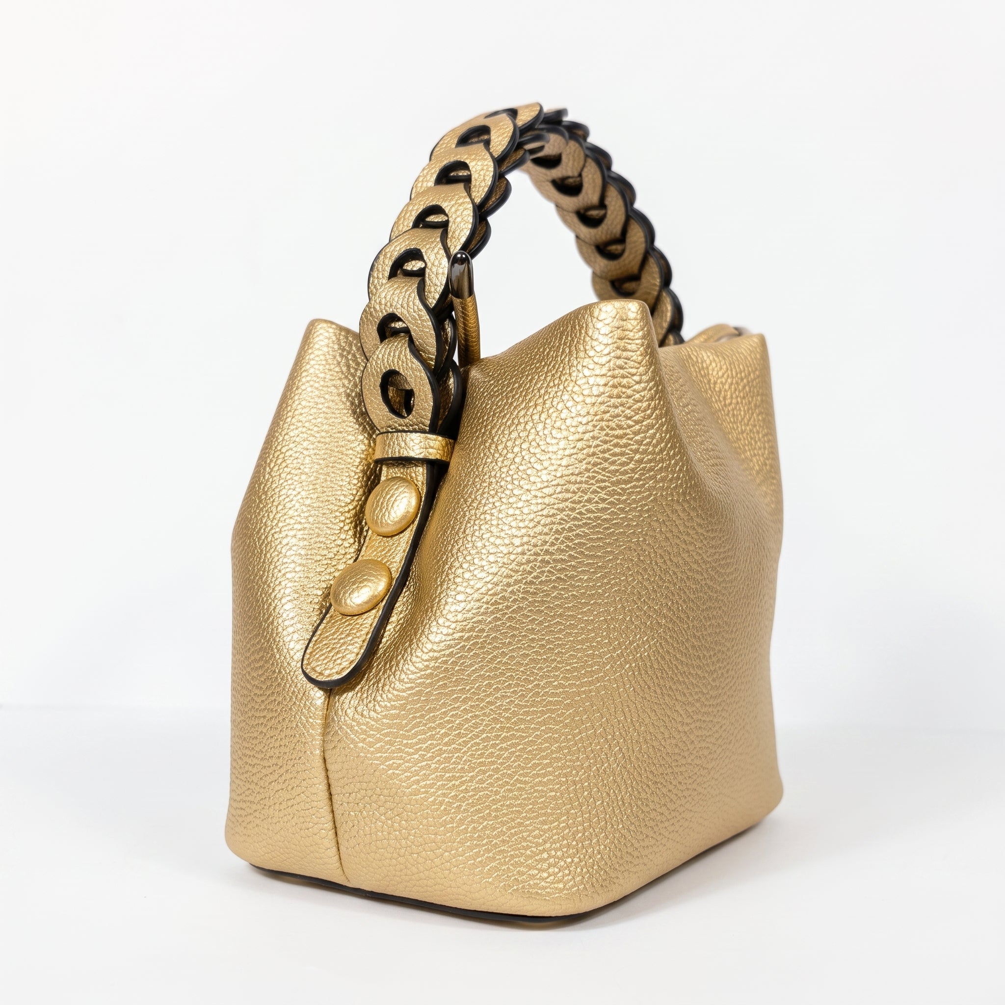 Borsa Secchiello con Manico Intrecciato in Ecopelle e Fodera con Tasche - Borsa a mano - Stile Donna Bags