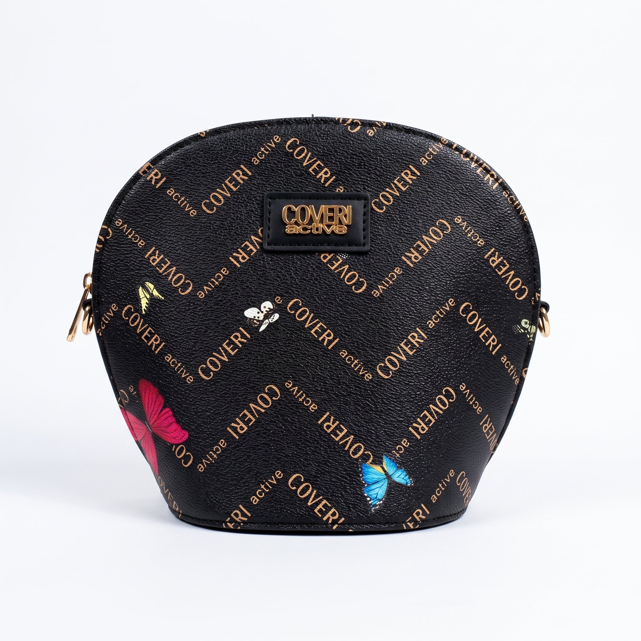 Coveri Active Runde Umhängetasche – Monogramm mit Schmetterlingen  