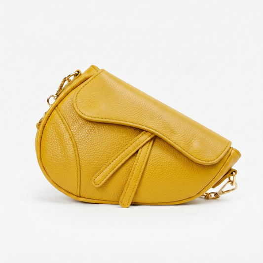 Eliza - Borsa A Tracolla In Vera Pelle Con Chiusura Sicura | Vista posteriore | vera pelle | Giallo