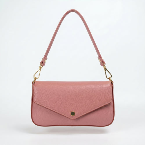 Monica Borsa Vera Pelle Con Tracolla Magnetica | Dettaglio esterno | vera pelle | Rosa