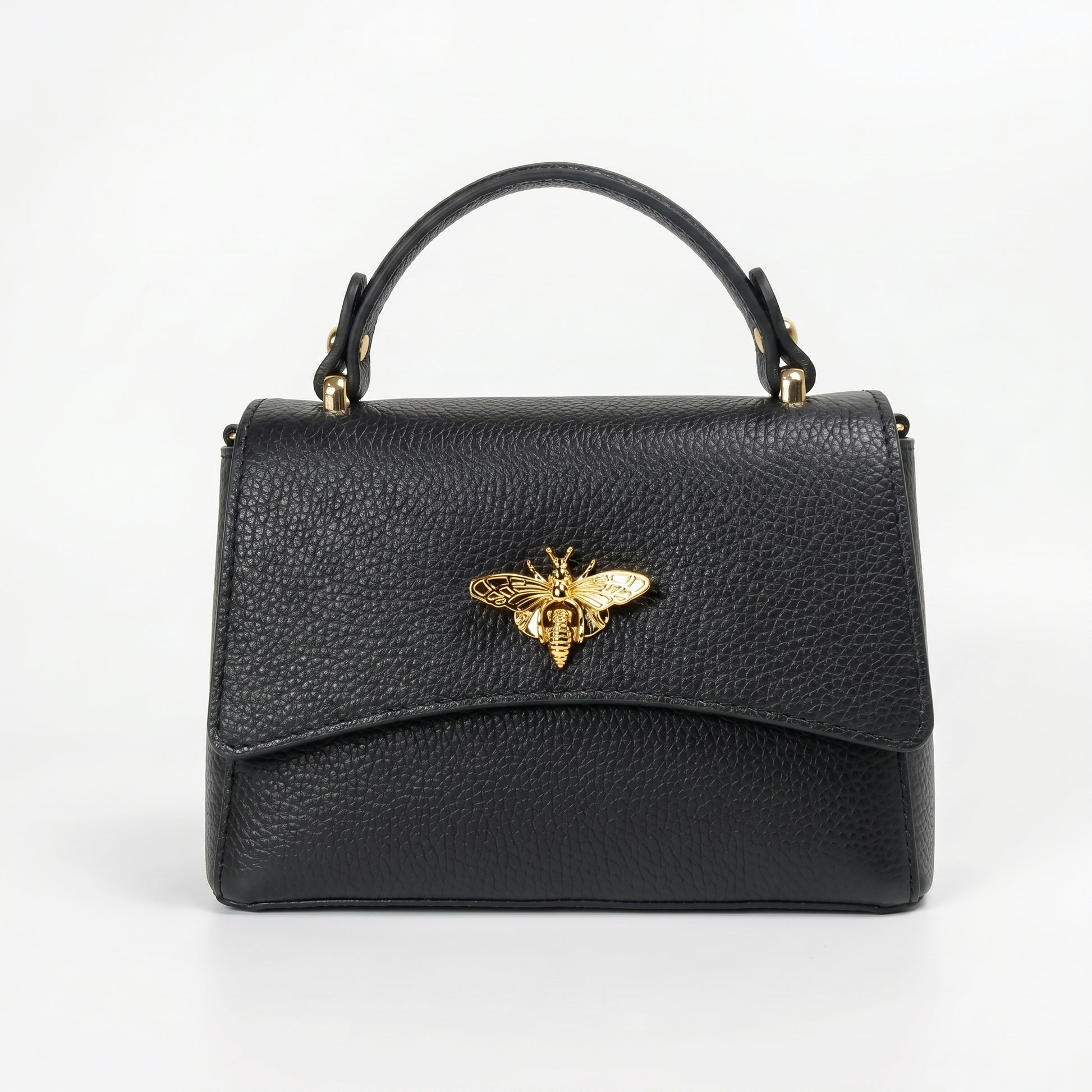 Borsa a Farfalla Mini Vera Pelle | Vista laterale | vera pelle | Nero