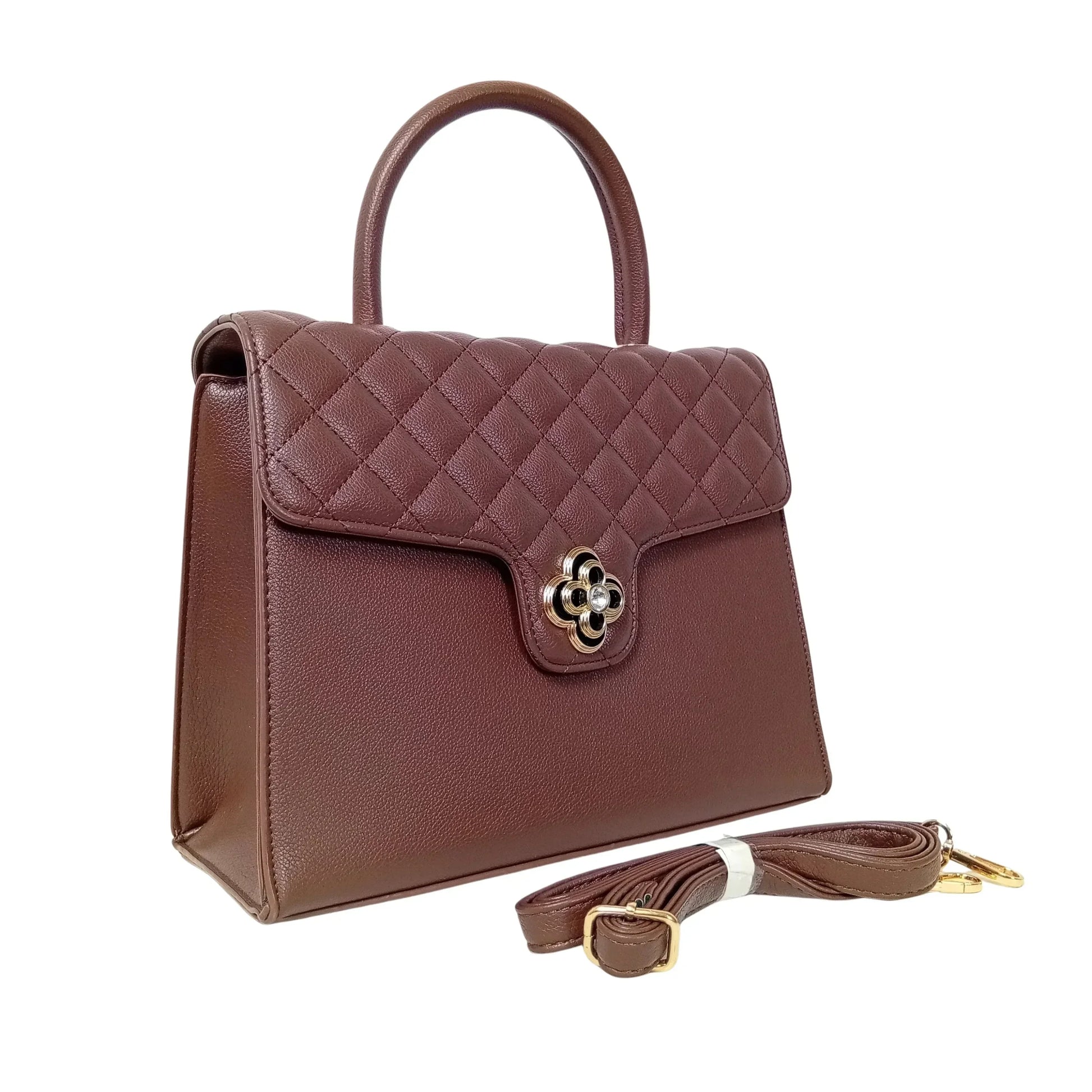 Clover clasp leather handbag MS-4458 - Stile Donna Bags