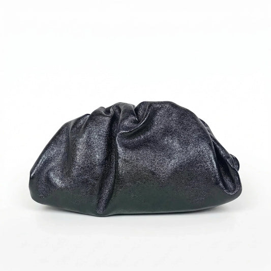 clutch-metallizzata-argento-in-vera-pelle-borsa-a-tracolla-nera-182 - Stile Donna Bags