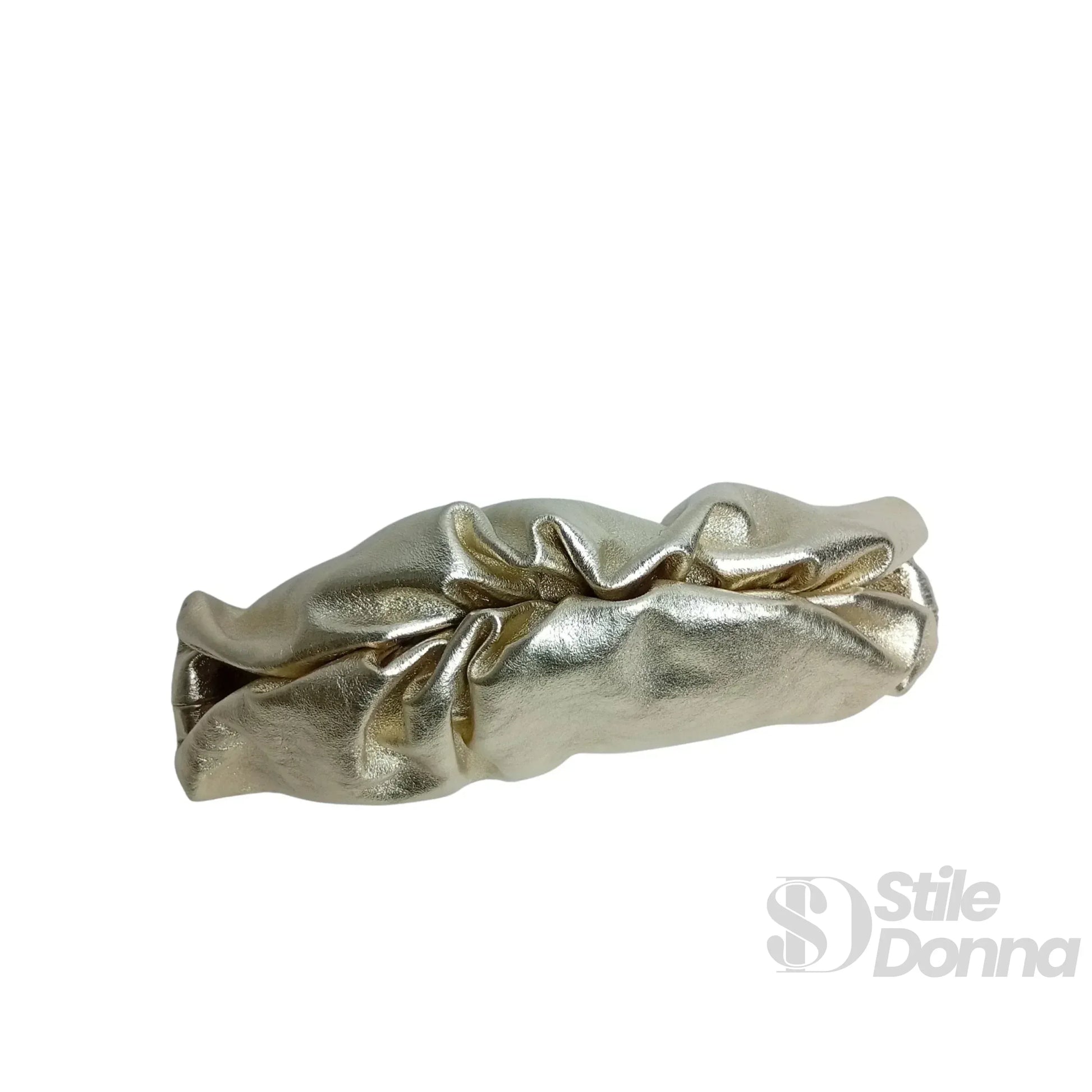 Clutch Metallizzata In Vera Pelle Con Catena Dorata | Insieme con accessori | vera pelle | Oro
