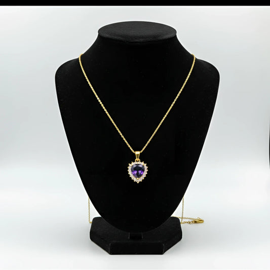 collana-con-aureola-e-cuore-viola-tonalita-dorata-180 - Stile Donna Bags
