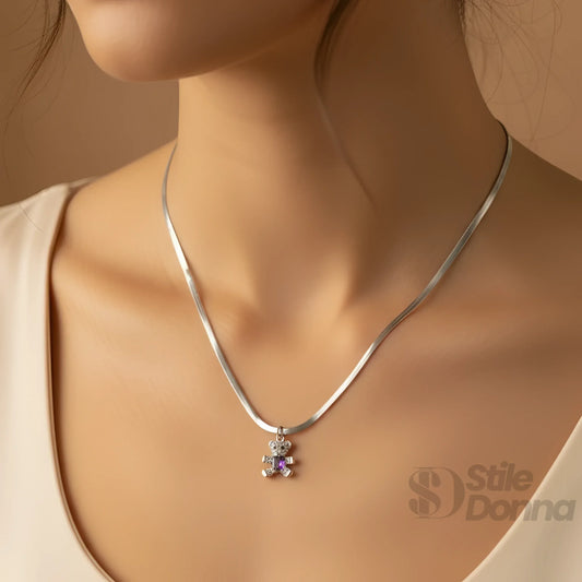 collana-sweetheart-con-ciondolo-orsetto-catena-serpente-223 - Stile Donna Bags