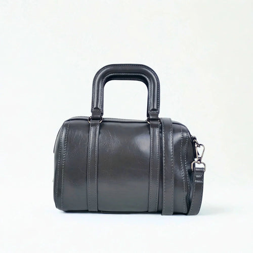 Dark Gray Faux Leather Handbag MS-1283 - Stile Donna Bags