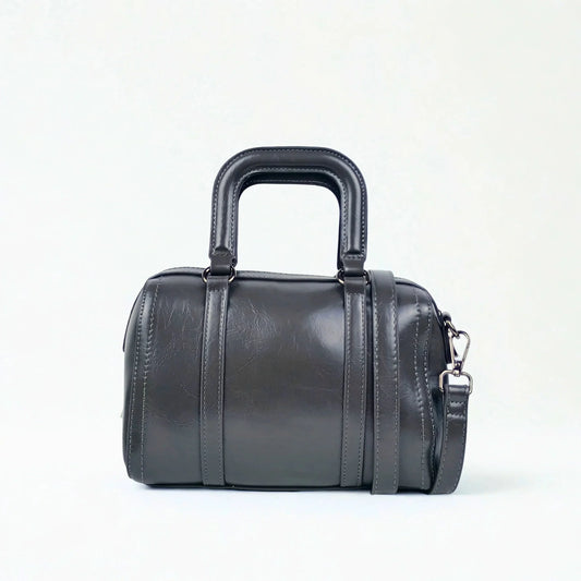 Dark Gray Faux Leather Handbag MS-1283 - Stile Donna Bags