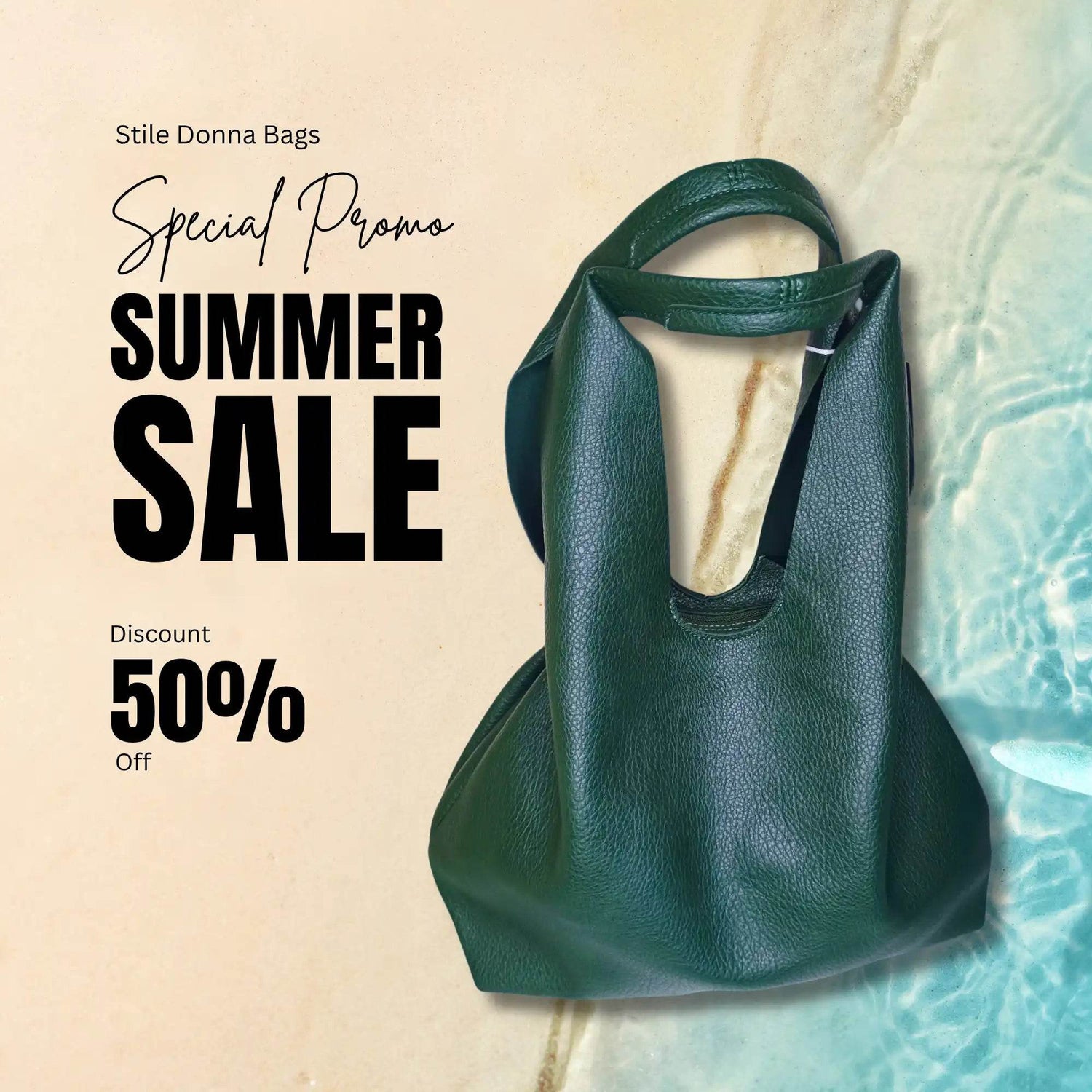 dark-green-leather-tote-bag-u-shaped - Stile Donna Bags