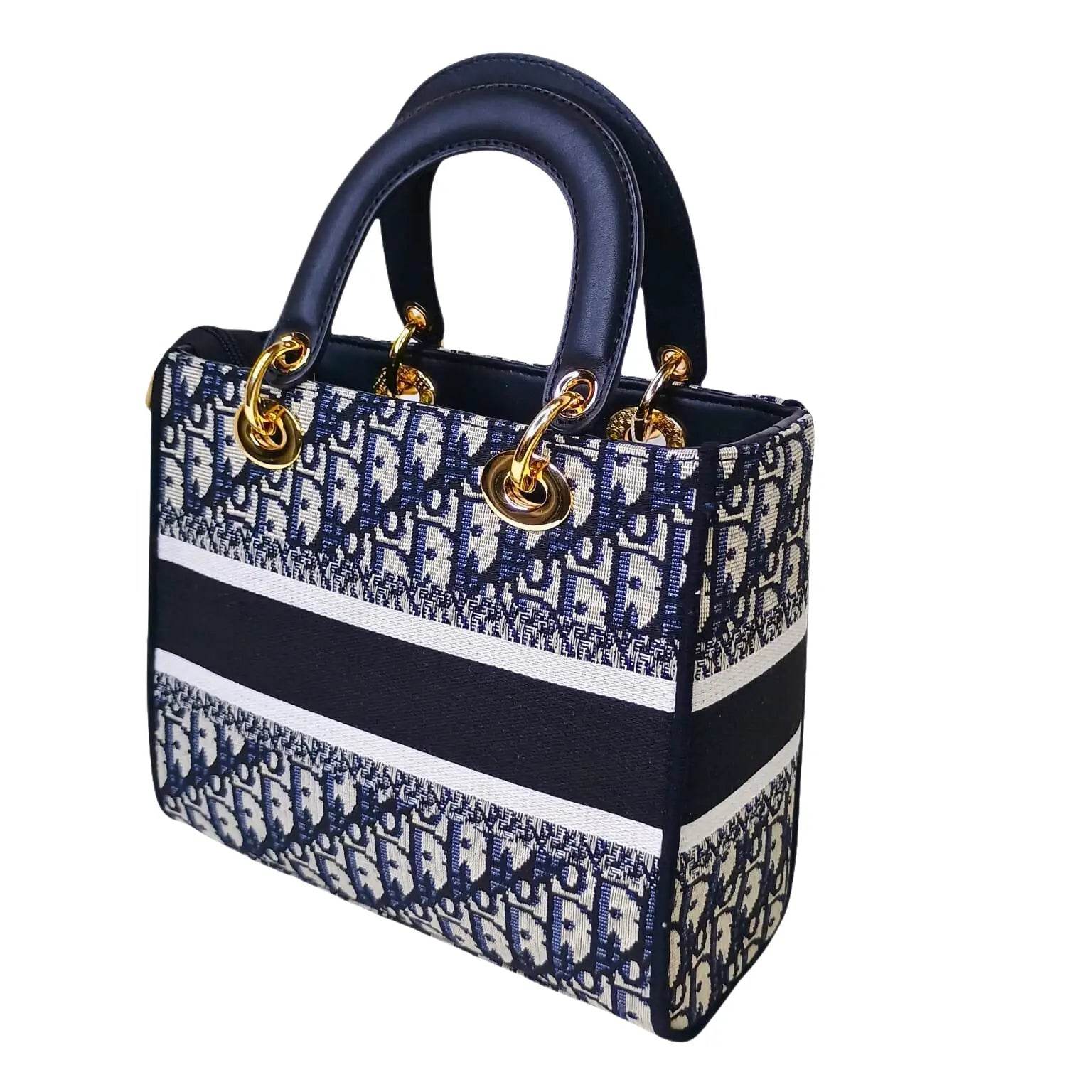 Navy and White Large Capacity Satchel Bag - Stile Donna Bags