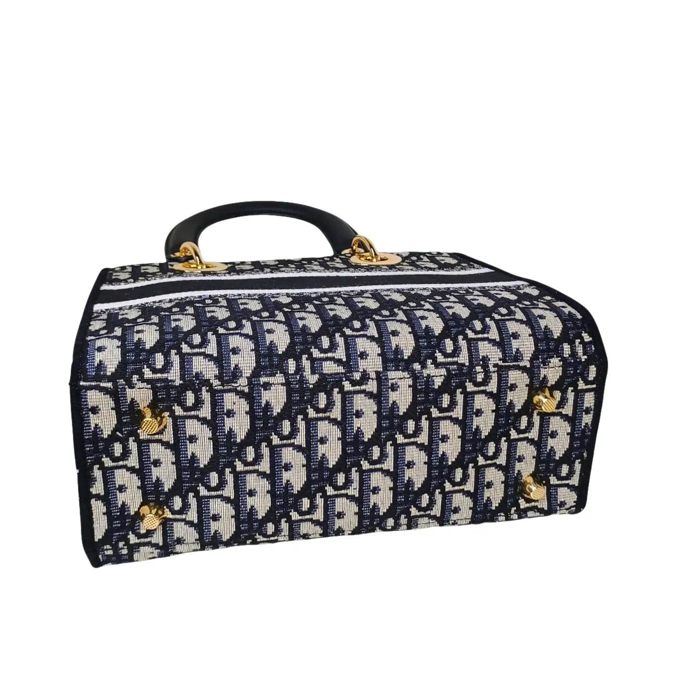 Navy and White Large Capacity Satchel Bag - Stile Donna Bags