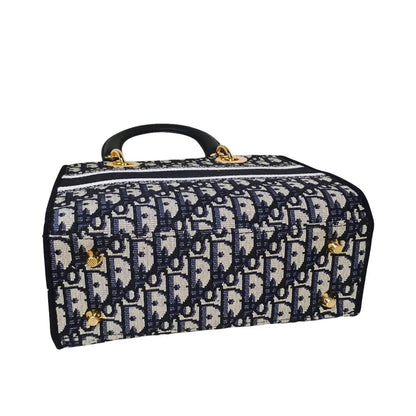 Navy and White Large Capacity Satchel Bag - Stile Donna Bags