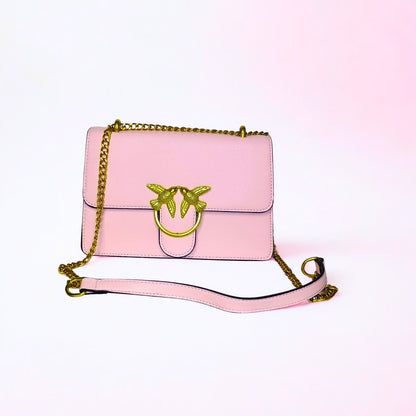 women’s Flap Bag in Leather color Pink - Crossbody bag