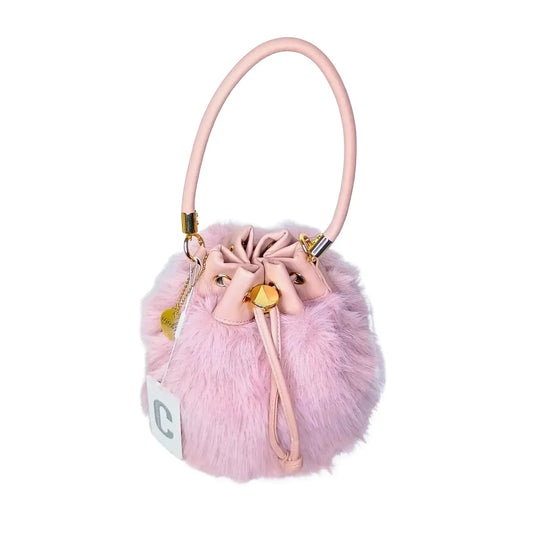 Faux Fur Bucket Bag with Shoulder Strap - MS-8394 - Stile Donna Bags