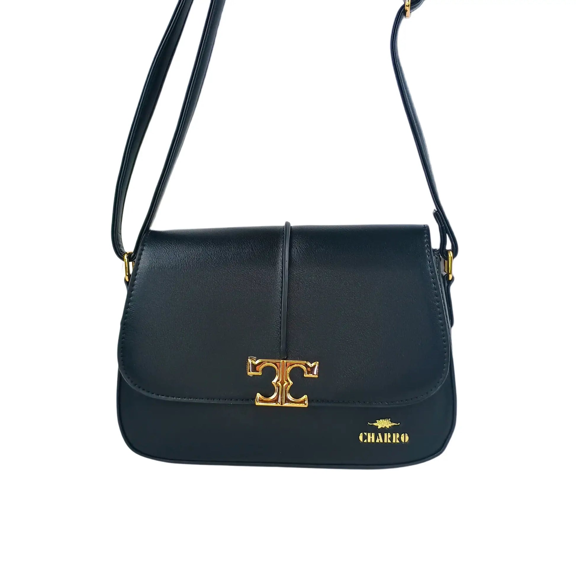 Flap Bag - Charro Black Leather - MS-1945 - Stile Donna Bags