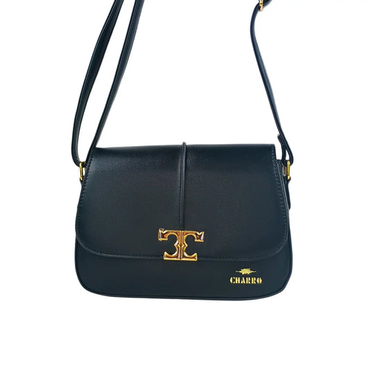 Flap Bag - Charro Black Leather - MS-1945 - Stile Donna Bags