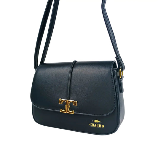 Flap Bag - Charro Black Leather - MS-1945 - Stile Donna Bags