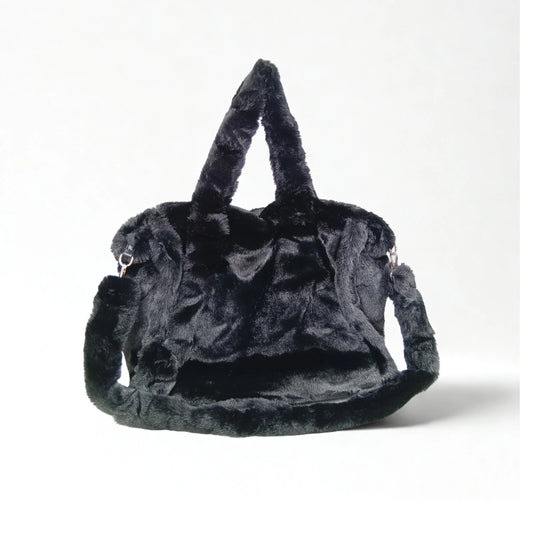 Fuzzy faux-fur tote bag MS-0700 - Black - Tote Bag