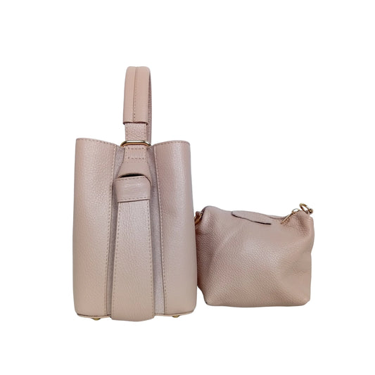 Genuine Leather Bucket Bag MS-3265 - Pink - Handbag