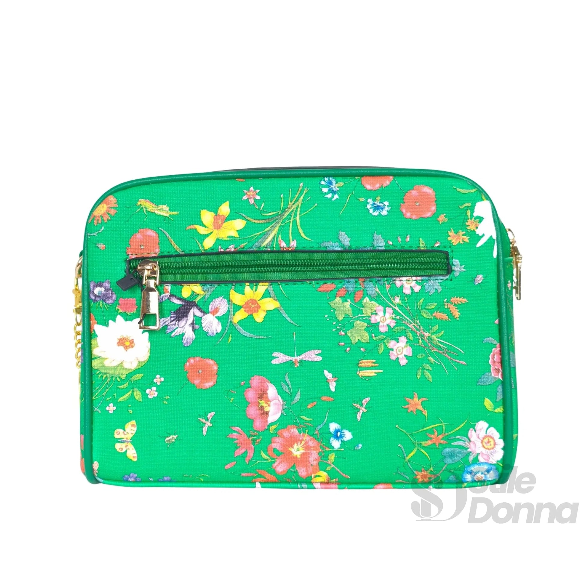 Borsa A Tracolla Stampa Fiori Verdi In Tessuto Resistente… | Vista posteriore | ecopelle | Verde