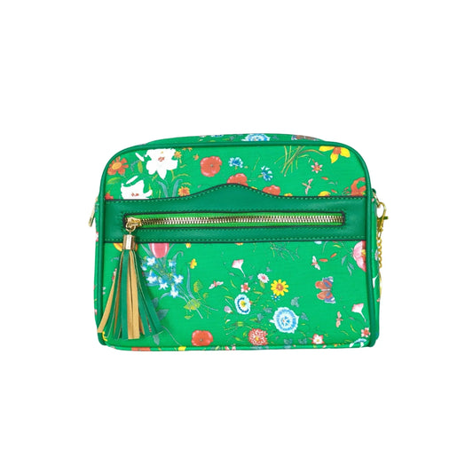 Borsa A Tracolla Stampa Fiori Verdi In Tessuto Resistente… | Vista frontale | ecopelle | Verde