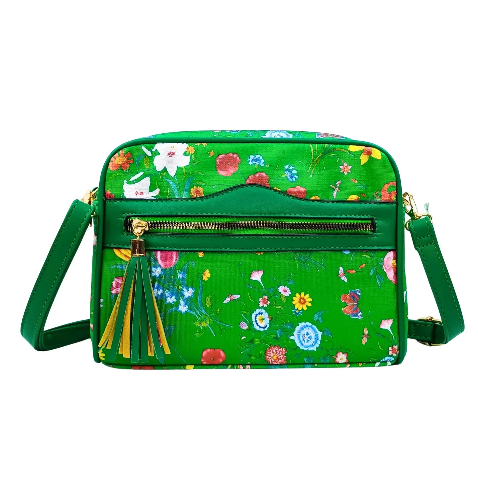 Green Flower Print crossbody bag - MS-1756 - Stile Donna Bags