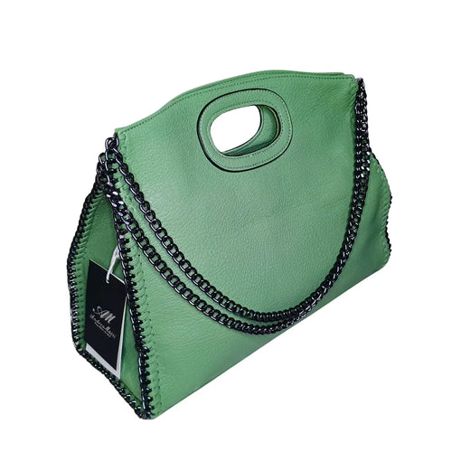 Green Leather Tote Bag MS-2550 - Stile Donna Bags