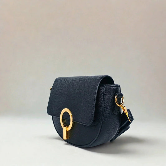 Half Moon Leather Crossbody Bag - MS-7611 - Stile Donna Bags