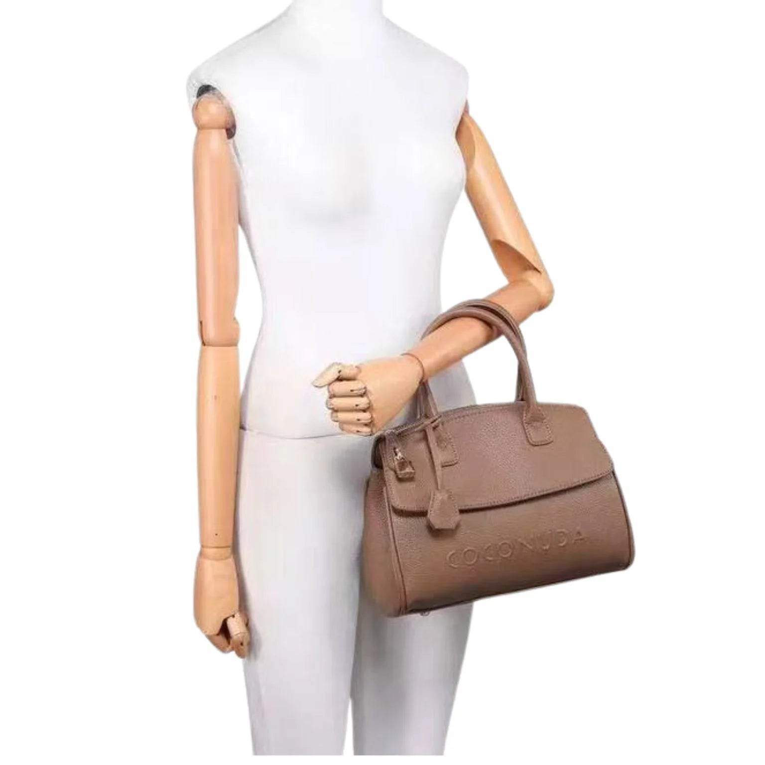 Leather Handbag with Detachable Shoulder Strap - MS-8345 - Stile Donna Bags