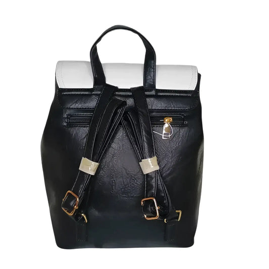 Leather Backpack with Adjustable Straps - MS-3472 - Stile Donna Bags