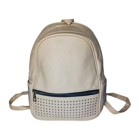 Leather Backpack with Side Pockets - MS-6965 - Stile Donna Bags