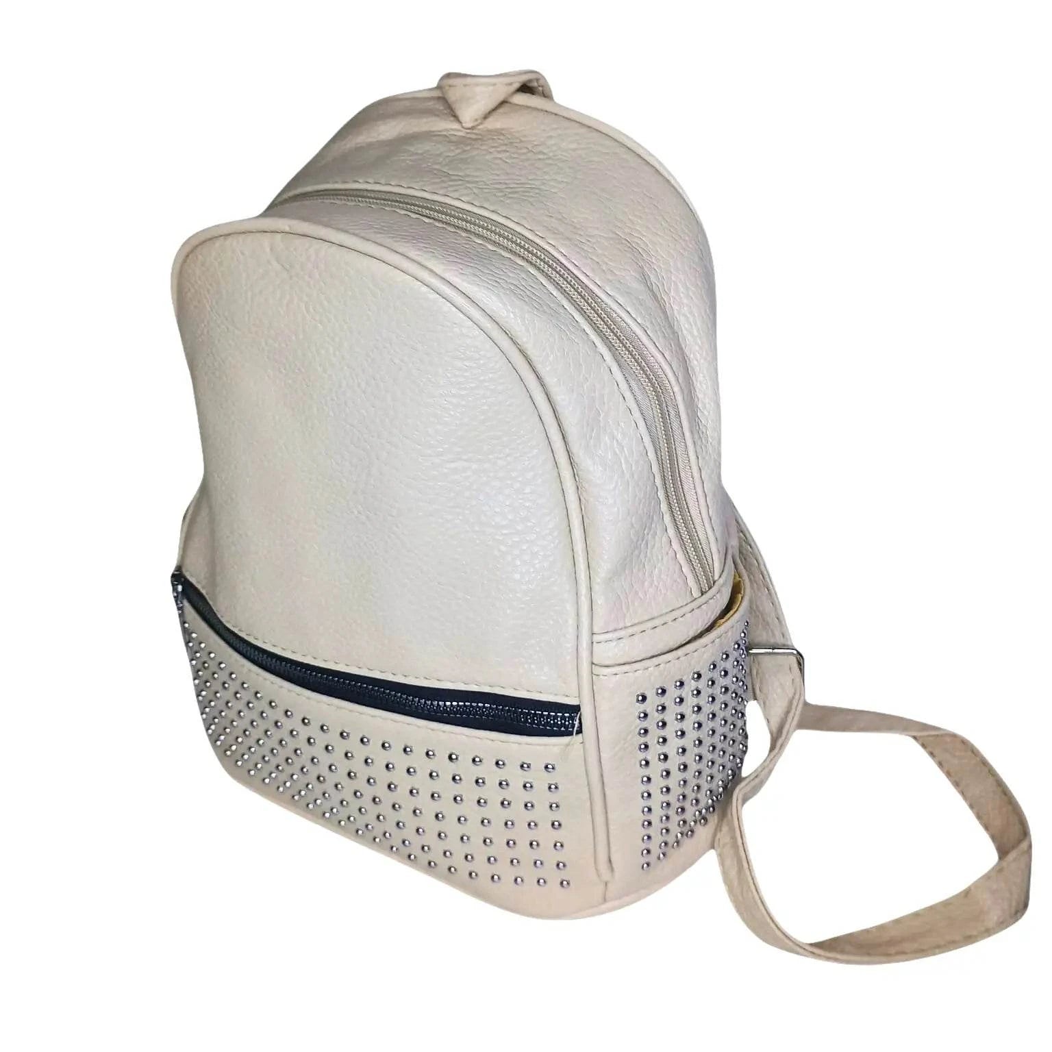 Leather Backpack with Side Pockets - MS-6965