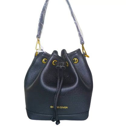 Leather Bucket Bag in Bright Pink and Black - Stile Donna Bags