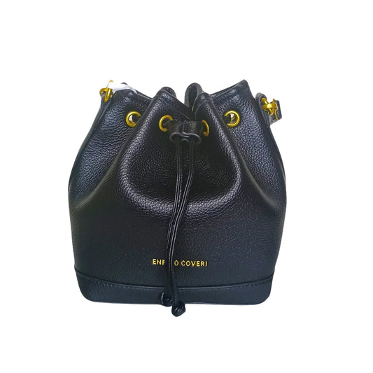 Leather Bucket Bag in Bright Pink and Black - Stile Donna Bags