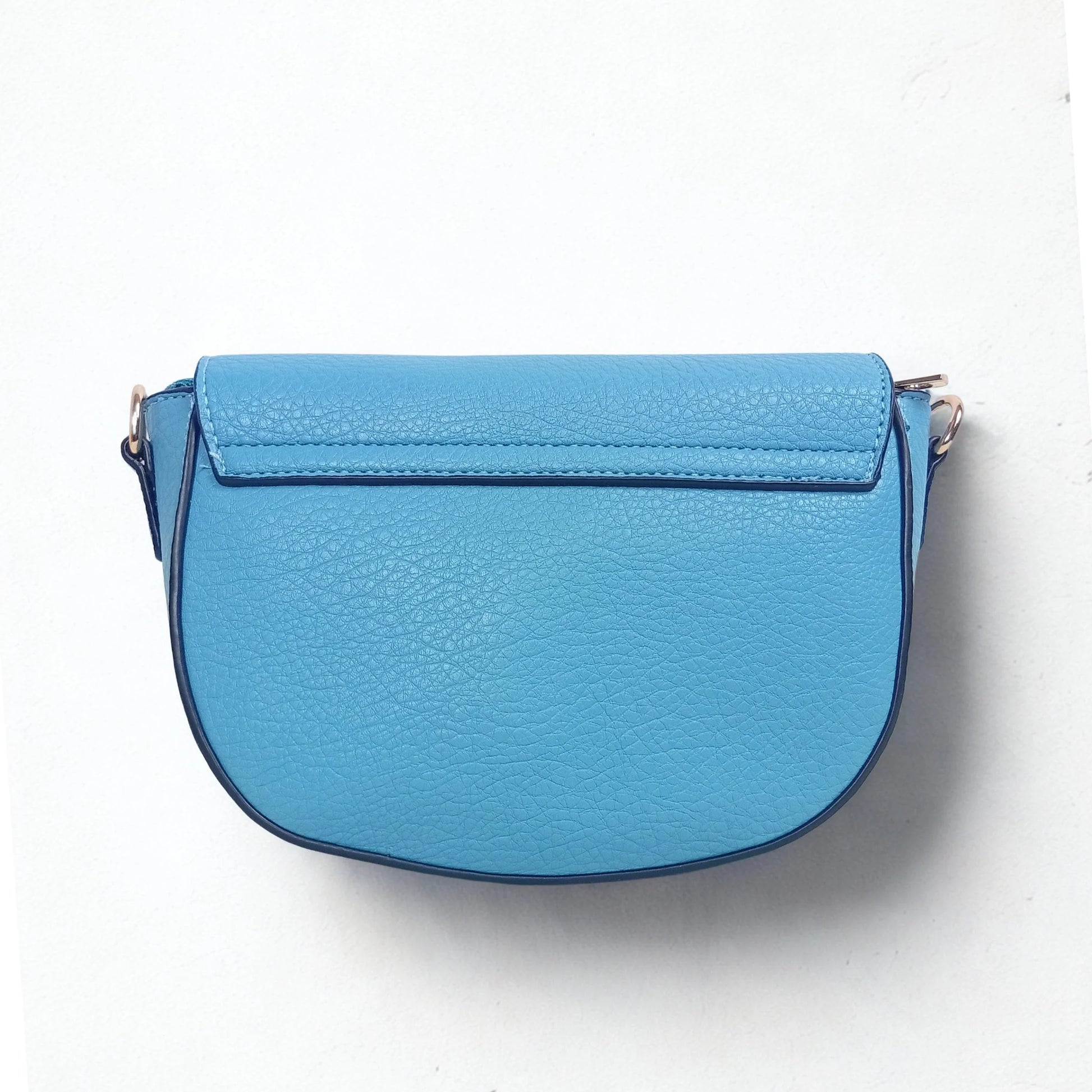 Leather crossbody bag with gold-tone buckle MS-2818 - Blue - Crossbody
