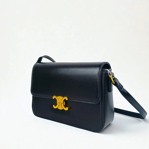 Leather Flap Bag with Gold Hardware - MS-8899 - Stile Donna Bags