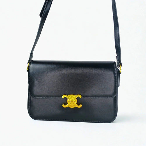 Leather Flap Bag with Gold Hardware - MS-8899 - Stile Donna Bags