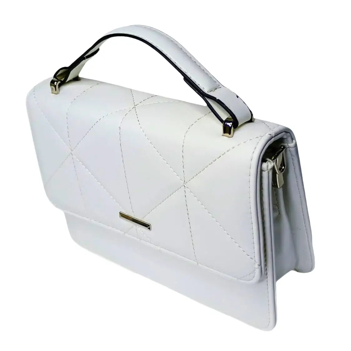 Leather Handbag - White - MS-8904 - Stile Donna Bags