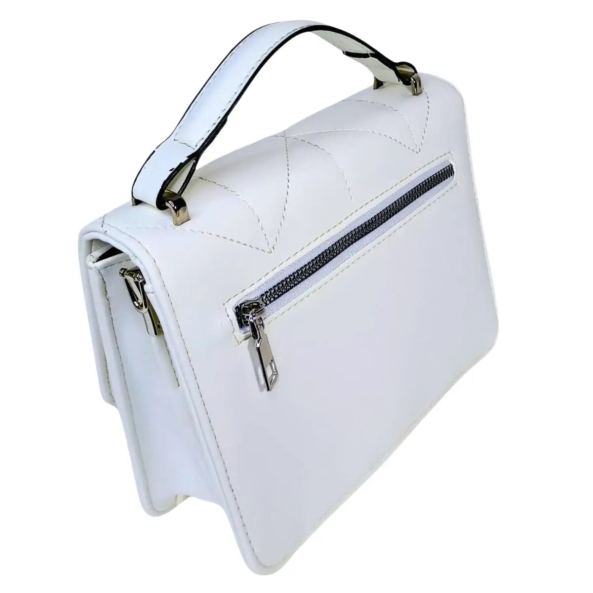 Leather Handbag - White - MS-8904 - Stile Donna Bags
