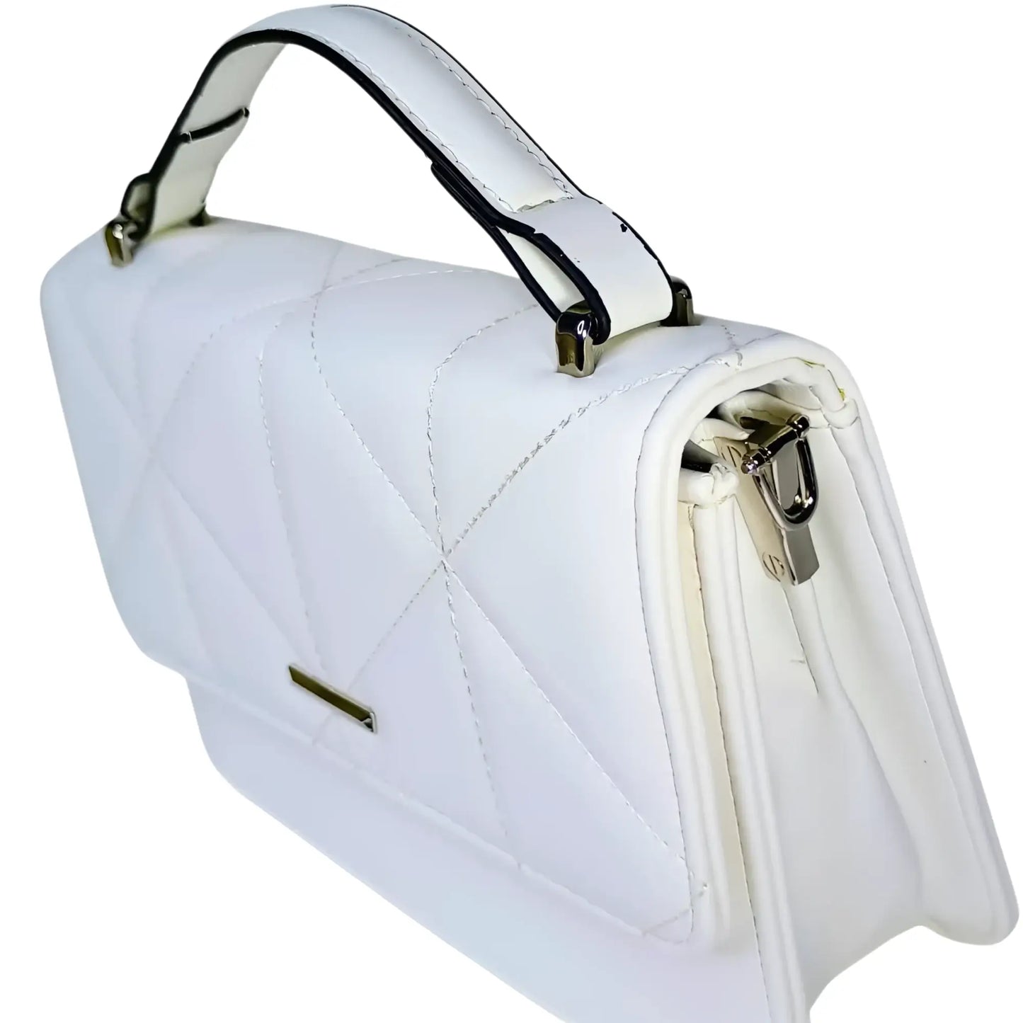 Leather Handbag - White - MS-8904 - Stile Donna Bags