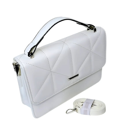 Leather Handbag - White - MS-8904 - Stile Donna Bags