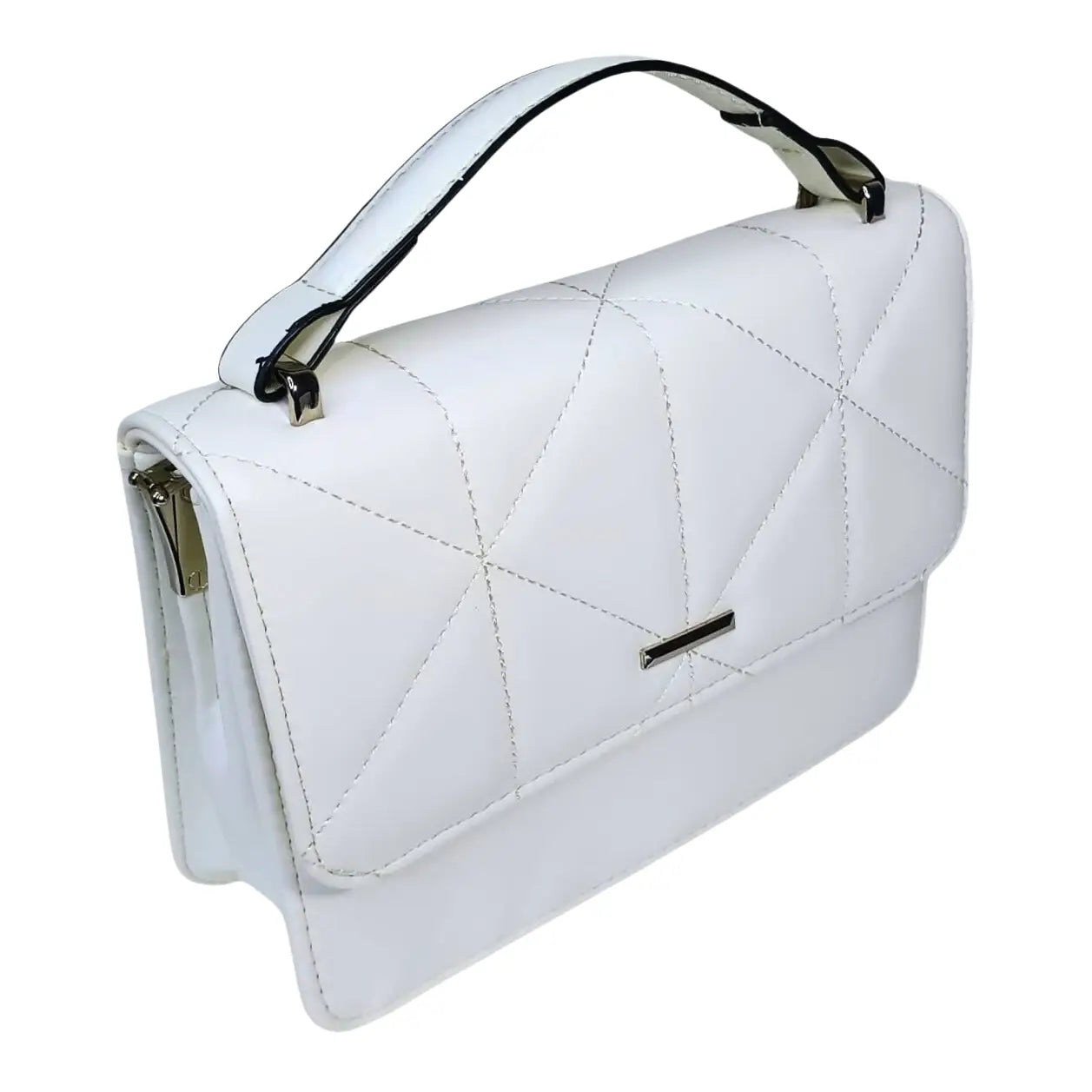 Leather Handbag - White - MS-8904 - Stile Donna Bags