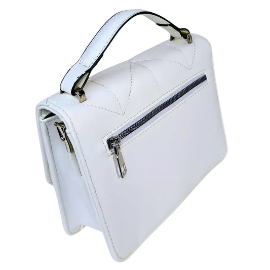 Leather Handbag - White - MS-8904 - Stile Donna Bags