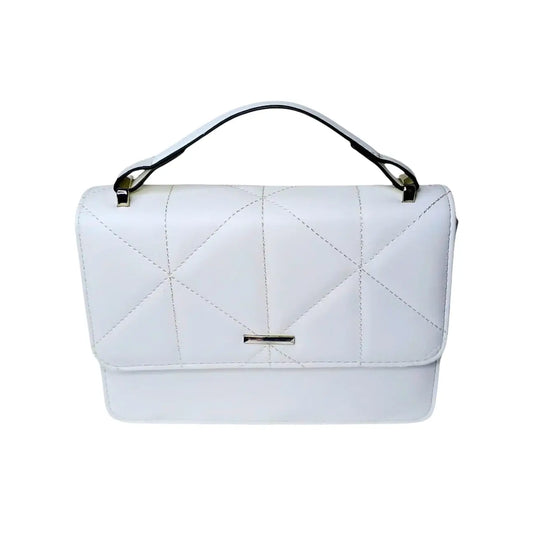 Leather Handbag - White - MS-8904 - Stile Donna Bags