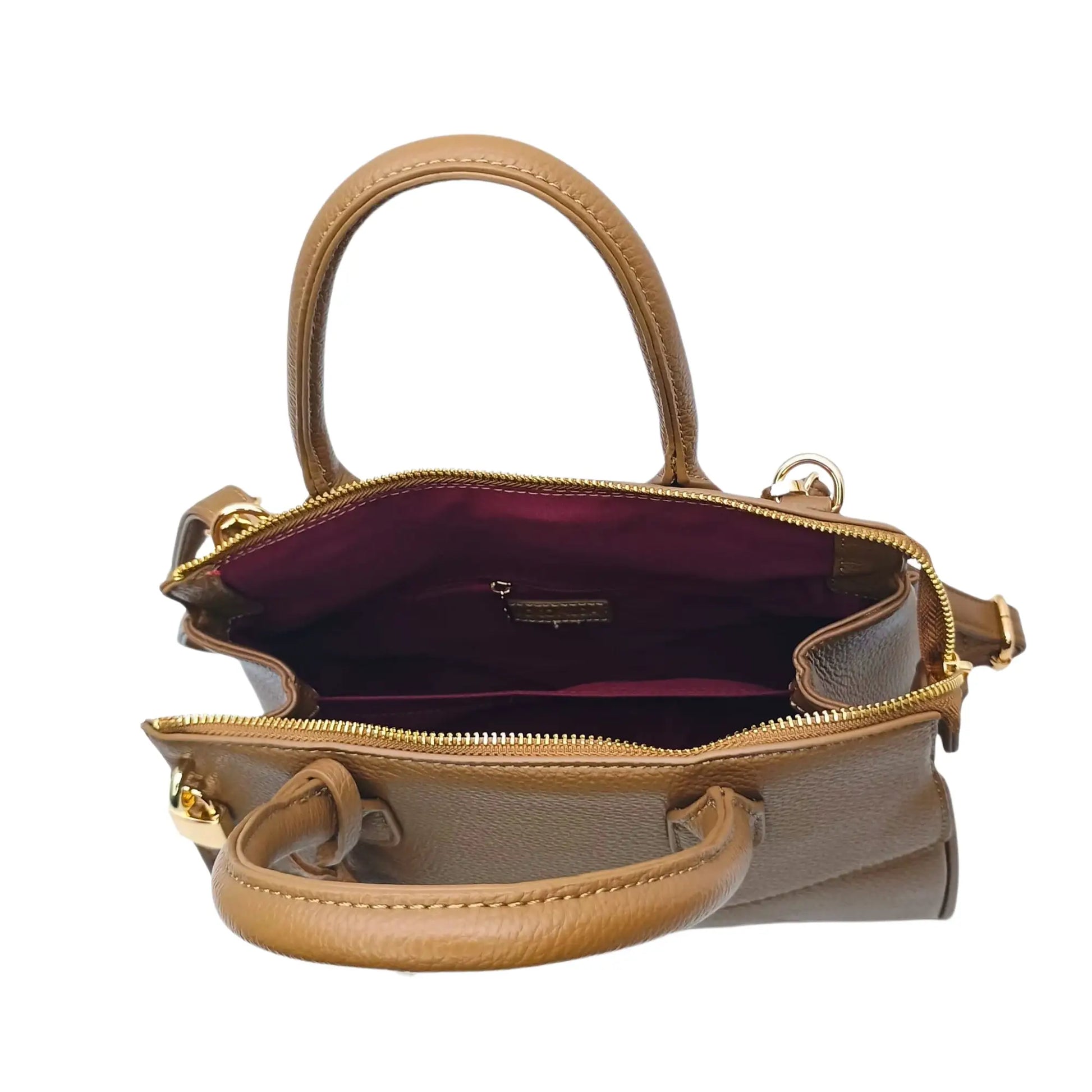 Leather Handbag with Detachable Shoulder Strap - MS-8345 - Stile Donna Bags