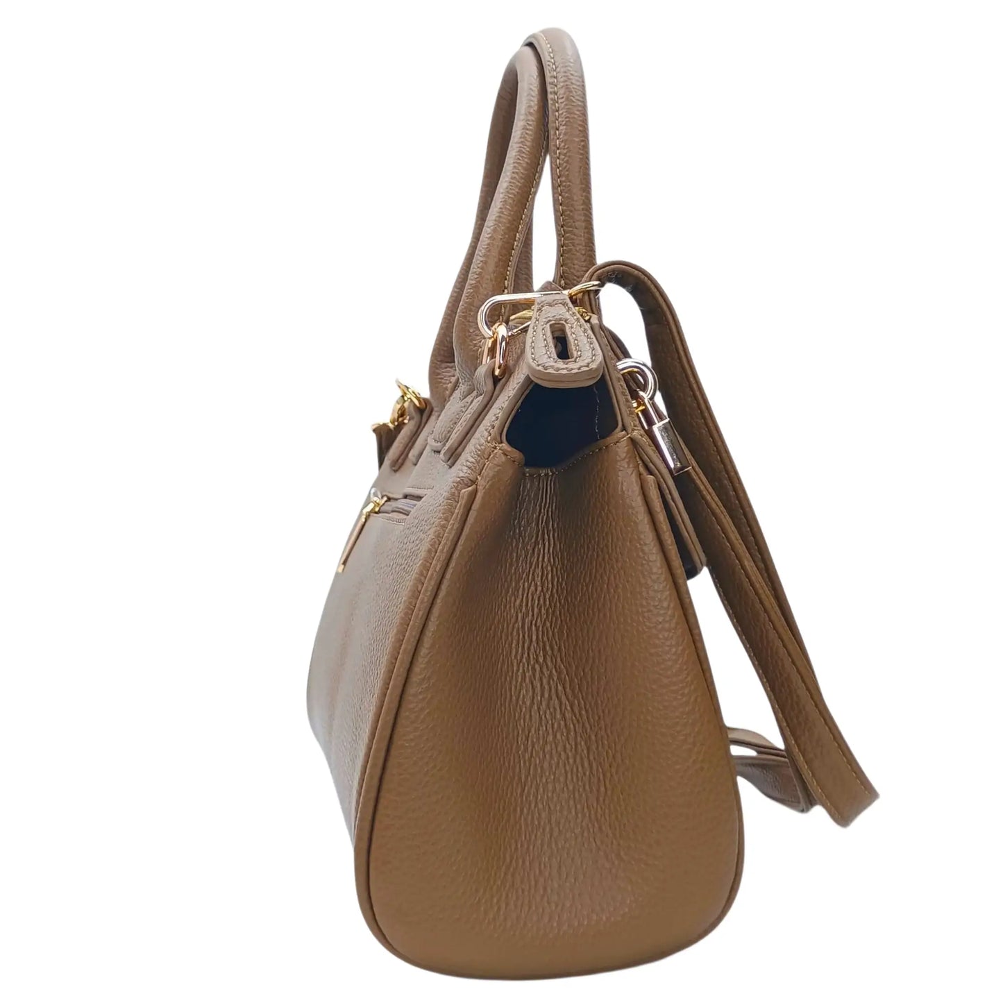 Leather Handbag with Detachable Shoulder Strap - MS-8345 - Stile Donna Bags