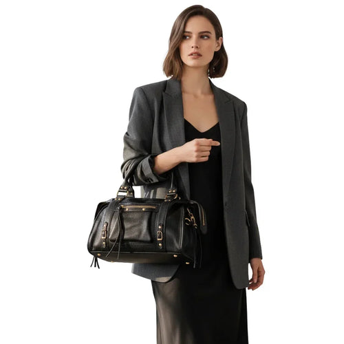 Leather handbag with gold-toned hardware MS-2202 - Stile Donna Bags