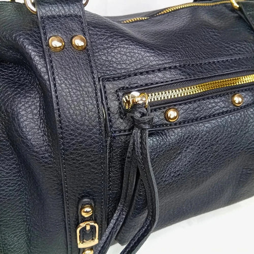 Leather handbag with gold-toned hardware MS-2202 - Stile Donna Bags