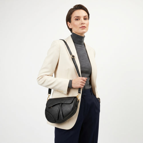 Eliza - Borsa A Tracolla In Vera Pelle Con Chiusura Sicura | Prospettiva indossata | vera pelle | Verde